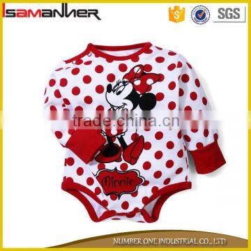 Baby romper cartoon dot with minnie print newborn organic baby clothing