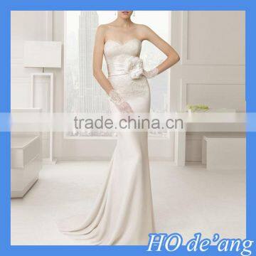 HOGIFT Simple Bra small trailing fishtail wedding bridal,Marry You Deep V-neck Sleeveless Sexy Mermaid Wedding Dress