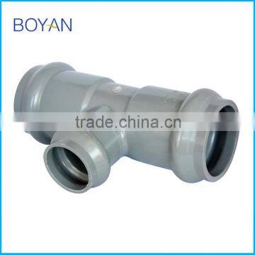 Chinese Wholesale Plastic Pipe Fitting Grey Pvc Reducing Tee With Rubber