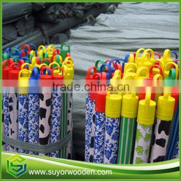 colorful cap plastic coated wooden handle for broom and mop