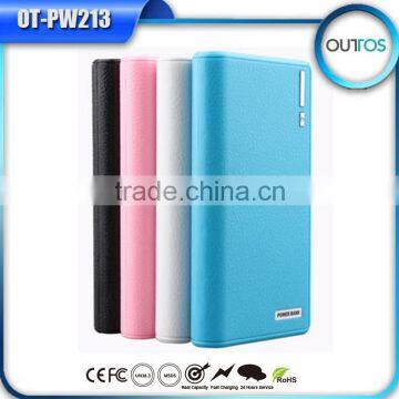 High Capacity 15600mah Leather Wallet Power Bank Portable with Dual Usb
