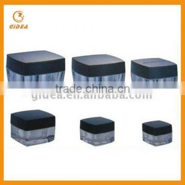 5ml 10ml 15ml 30ml 50ml 100ml acrylic square double wall plastic black cap cream jar