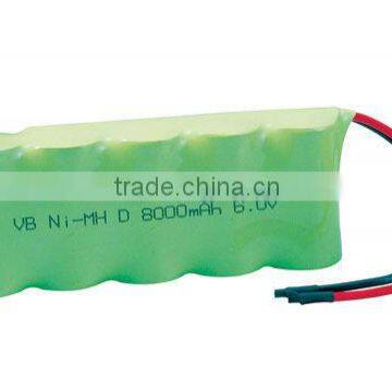 6V8000mAh D NiMH battery pack for lighting and industrial