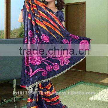 Faux Crepe Jacquard Printed Saree