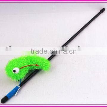 2013 cat teasing pole toy with shaggy shape fish