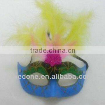Feather Party Face Masks with Coloured Drawing Pattern