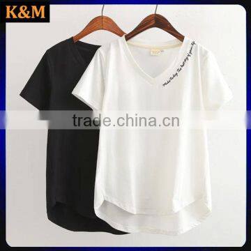 Embroidered t Shirt 180g Casual t Shirt v Neck t Shirt photo-2