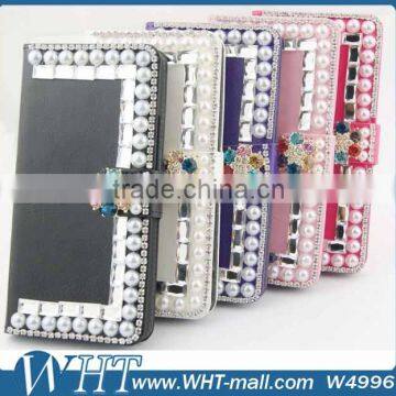 Diamond Wallet Case with Card Slots Cover for HTC One M7, for HTC One M7 Cover Case