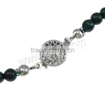 Malachite Beads Necklace, Brass Box Clasp, Teardrop photo-3