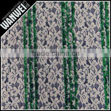 nylon cotton with thermo-fuse fabric new arrival Ladies dress green white curtain lace 7070