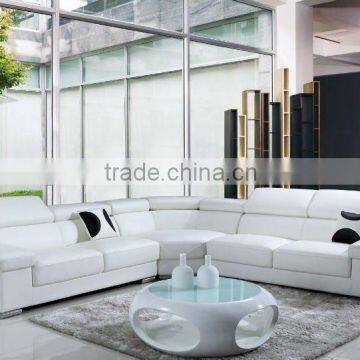 Modern heated top leather simple design L shape sectional sofa, adjustable headrest