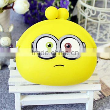 2015 best selling Minions cartoon siliocne rubber pouches for girls