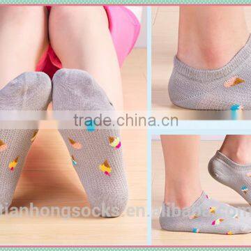 Cute low cut woman boat socks with ice cream pattern socks cotton socks