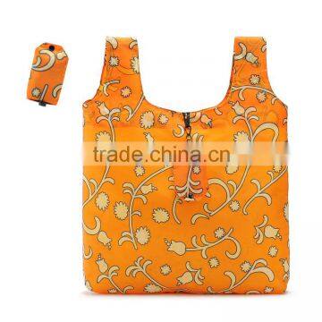 Hot-selling in 2016 vest folding shopping bag with hanging small bag polyester bag