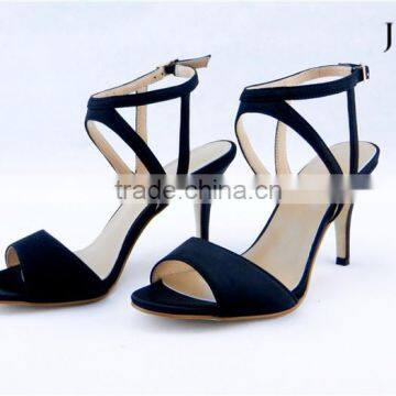 OS06 Wholesale Women Sandal High Heel Ankle strap with buckle High Heel Satin Sandal in Summer