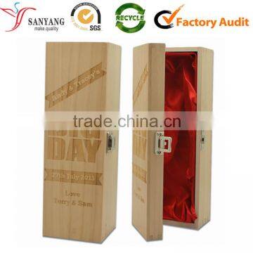 Carving & Engrave Lettering Wood Wine Packing Box With Satin Lining photo-3