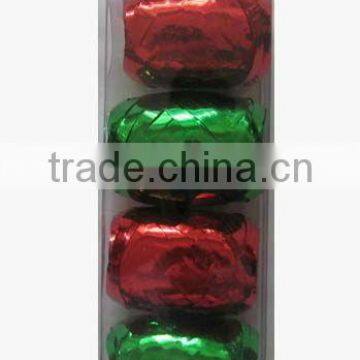 HOT SALE 4 PK Green/Red Metallic Poly Curly Ribbon Egg Spool for Present Packing Decorations