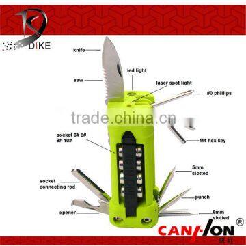 multi function floding knife with led light, laser light, screwdriver and opener