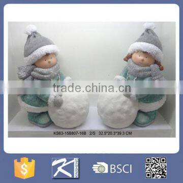 New magnesium oxide boy and girl figurine wholesale christmas decorations for sale