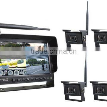CM7006W/4AV, 2.4GHz wireless backup 4 video in reversing kit, 7" wireless rear view system with wifi night vision IR camera