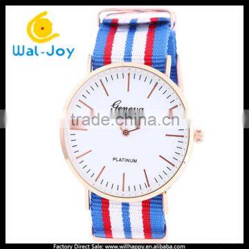 WJ-3395-2 Nylon Strap Rose Gold Case Geneva Watch Logo photo-5