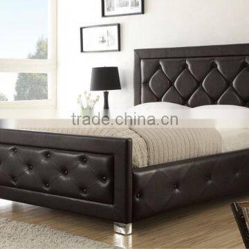 leather bed, leather bed with crystals, white leather bed