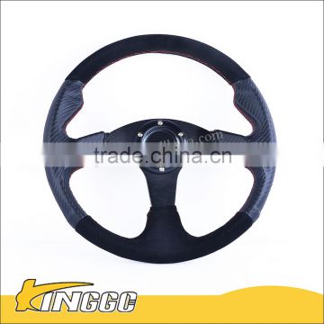 Universal Fits Racing Sport 5128/350mm Suede Deep Dish Alloy Steering Wheel