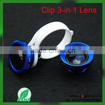 2015 newest universal circle clip 3 in 1 cell phone telephoto lens