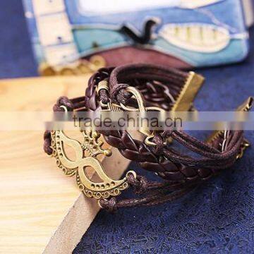 Alloy Deathly Hallows Snitch Owl Black Synthetic Leather Bracelet