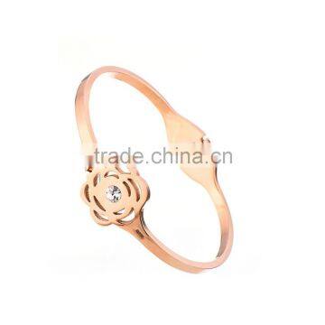 High quality small order shinny polish vacuum rose gold stainless steel open bangle