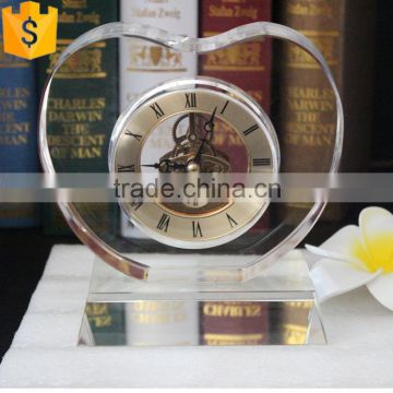 Unique Crystal Heart Shaped luxury Desk Clock for decorate