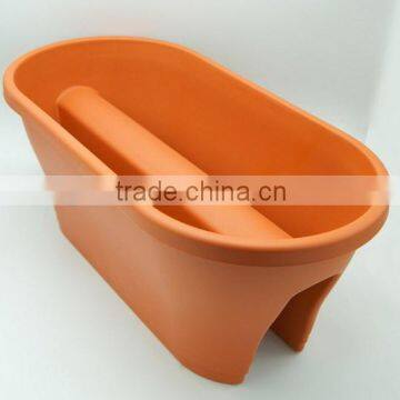 rectangular plastic colorful flower pot railing planter