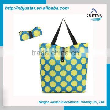 JST Hot Selling Foldable Polo Dots Shoping Tote Bag Women with High Quality