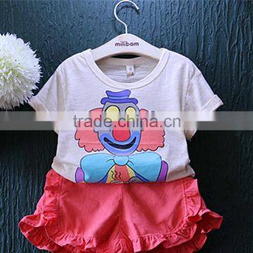 Spot Children Clothes Girl Cartoon Clown Thin Cotton Printed T Shirts