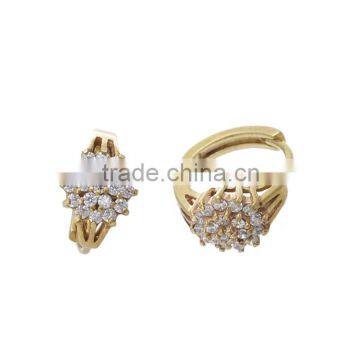 100 Pairs AAA cz Mirco Pave Stone Women's Earring Clip-on Brass Jewellry Flower Beautiful Earrings 18.7*8.9mm