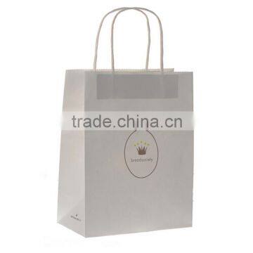 Delicate gift white recycled paper bags wholesale