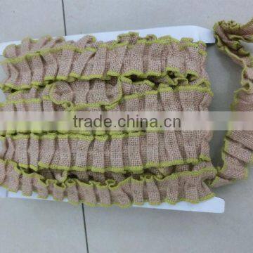 Pleated jute band burlap ribbon