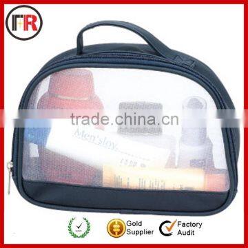 Fashion mesh cosmetic bag with handle