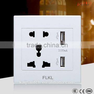 Multi function electric wall socket with double usb port