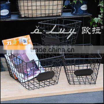 S/3 grey weavy wire basket set