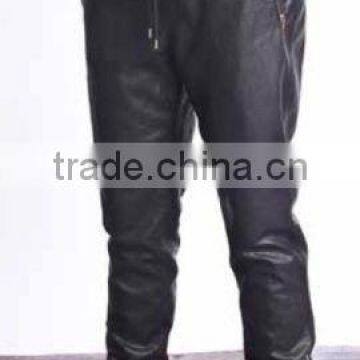 Kanye West Black Genuine Leather Sweat Running Pants