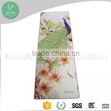 OEM lotus pattern printed microfiber dual grip yoga mat towel