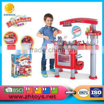 Funtional toys with music and light Red color for boys kitchen table set