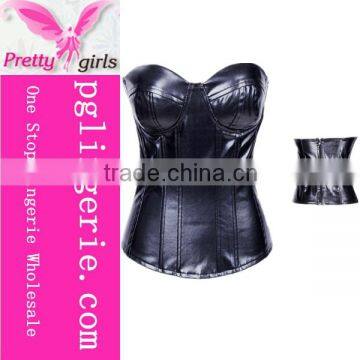 Wholesale top quality Plus size sexy leather corset Black Corsets and Bustiers Overbust