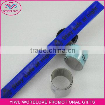 Best Advertising Gifts PVC Reflective Slap Bands Snap Bracelets