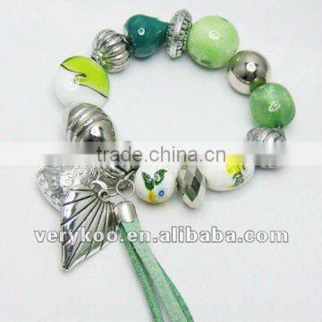 Hot Fashion Green Azure stone Beaded Charm Bracelet FCA-10010