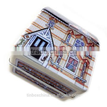 high quality wholesale hinged irregular house shaped tin box