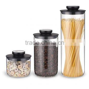 Sinoglass trande assurance press&seal storage 3 pcs set borosilicate glass storage jar