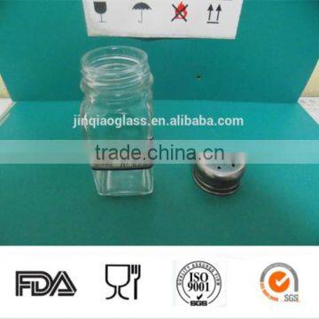 Square-shaped Clear Glass Salt Shaker, Spice Jar photo-2