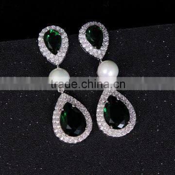 New style cubic zirconia jewelry bridal pearl earrings